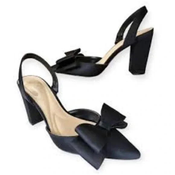 Women’s JESSICA SIMPSON Naomia elegant Black satin bow heels- Size 7.5 - Picture 1 of 7